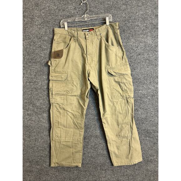 Wrangler Other - Wrangler Riggs Mens Work Wear Cargo Pants Size 36 Brown Rugged Outdoor Mid Rise